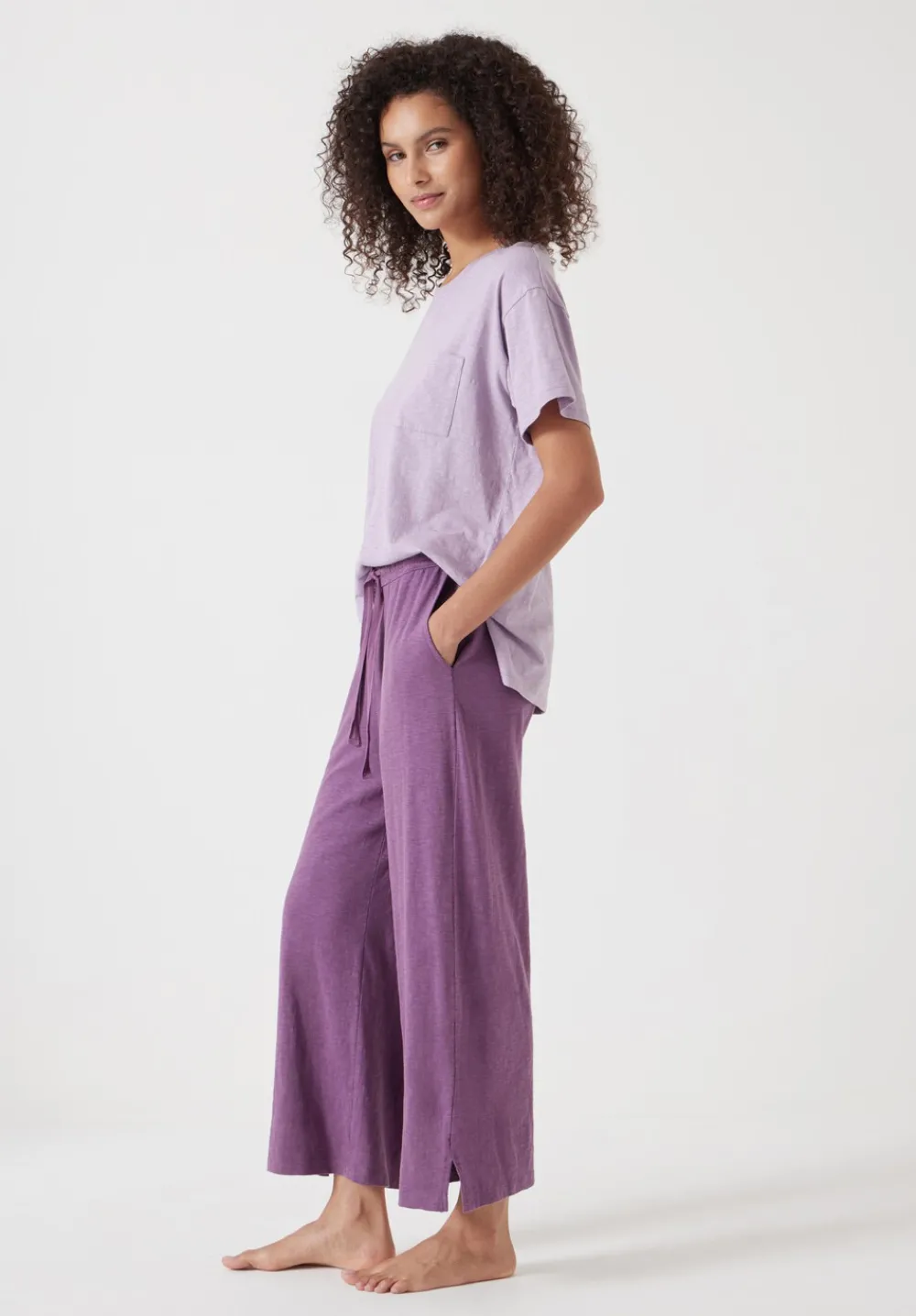 hush Pyjamas & Nightwear|Mila Cotton Culotte Pyjamas Lilac Mix