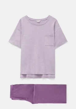 hush Pyjamas & Nightwear|Mila Cotton Culotte Pyjamas Lilac Mix