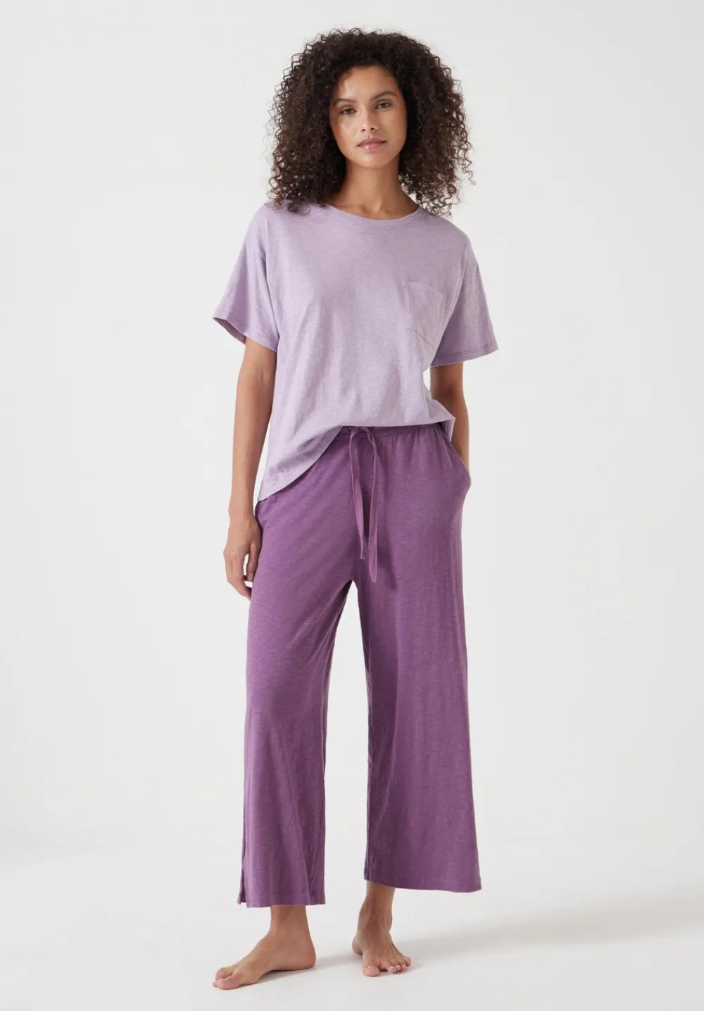 hush Pyjamas & Nightwear|Mila Cotton Culotte Pyjamas Lilac Mix