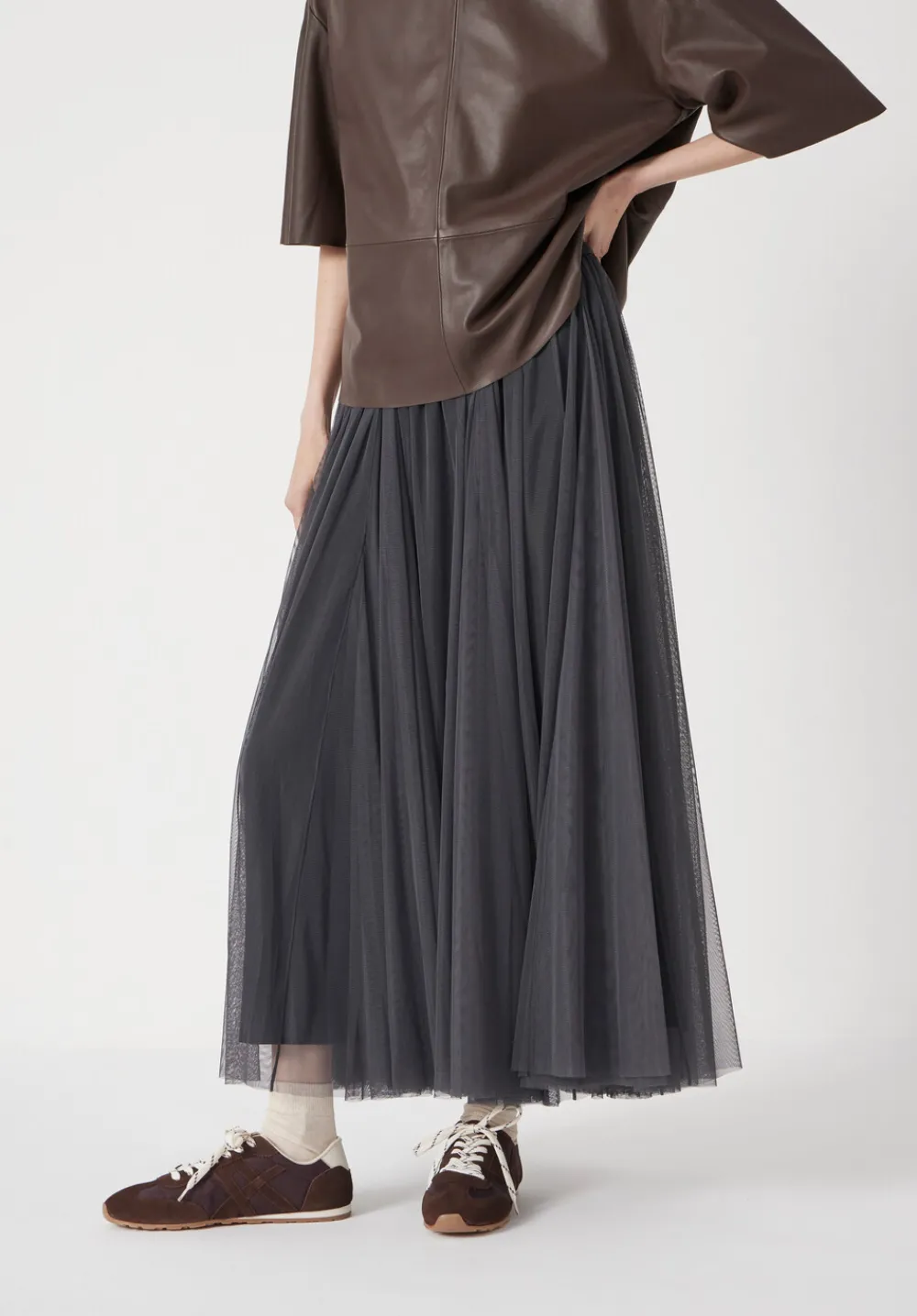 hush Skirts|Millie Tulle Maxi Skirt Charcoal
