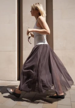 hush Skirts|Millie Tulle Maxi Skirt Charcoal