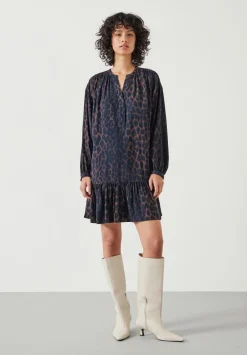 hush Dresses|Milly Mini Dress Brown & Black Leopard