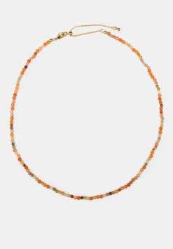 hush Jewellery|Mini Semi Precious Beaded Necklace Orange Chiffon