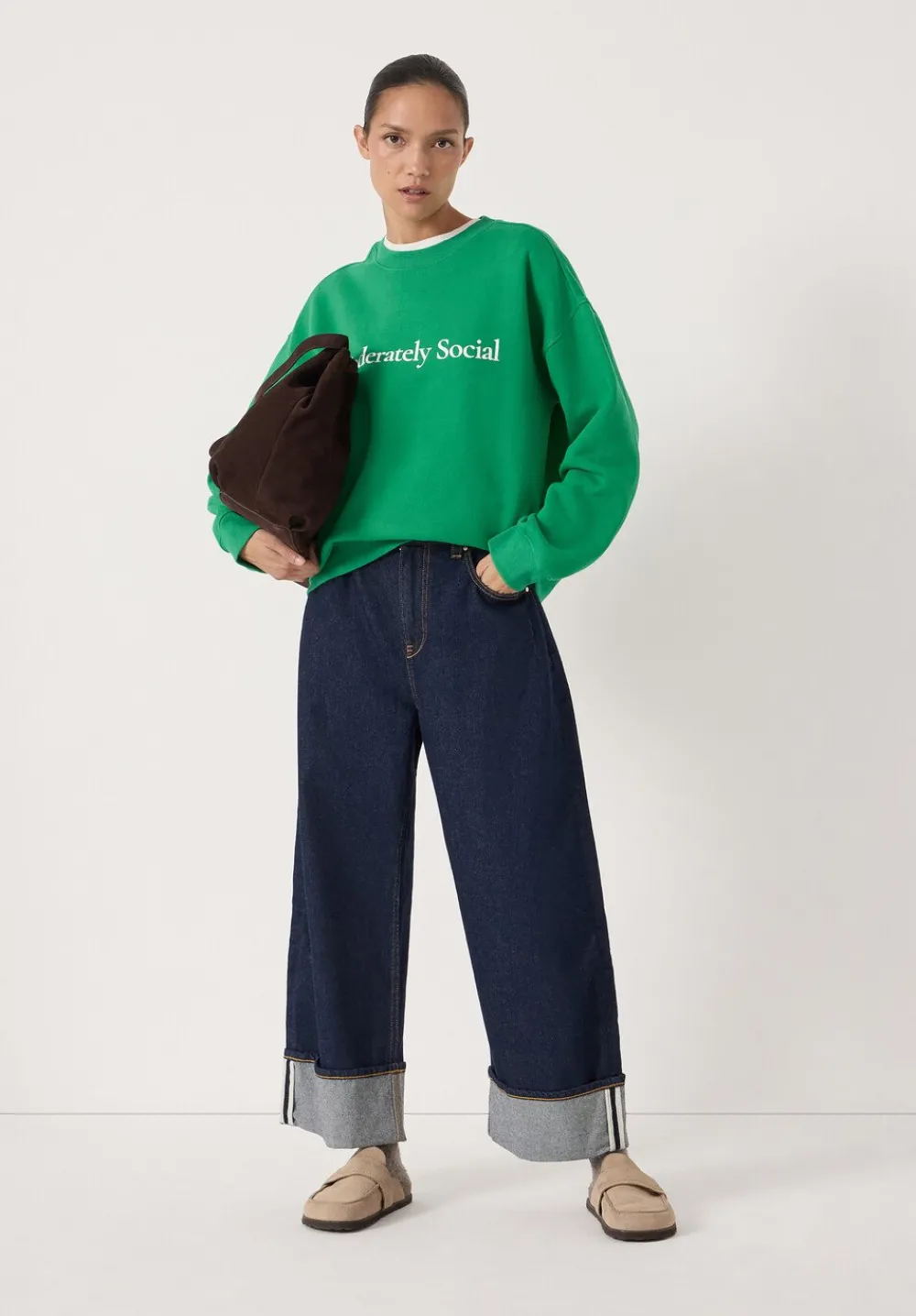 hush Sweatshirts & Hoodies|Moderately Social Graphic Sweatshirt Bright Green