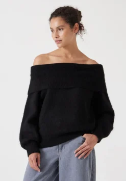 hush Jumpers & Cardigans|Molly Alpaca Blend Off Shoulder Jumper Black