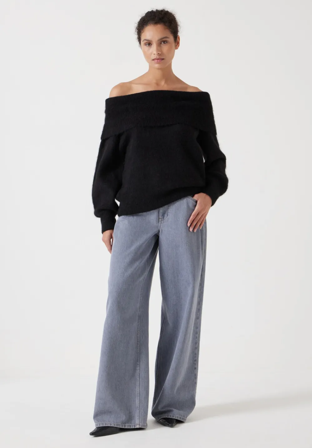 hush Jumpers & Cardigans|Molly Alpaca Blend Off Shoulder Jumper Black