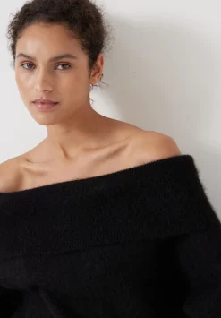 hush Jumpers & Cardigans|Molly Alpaca Blend Off Shoulder Jumper Black
