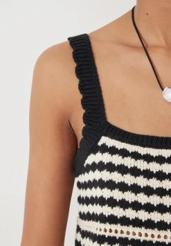 hush Tops & T-Shirts|Jumpers & Cardigans|Mono Stitch Cotton Knitted Top Soft White/Black