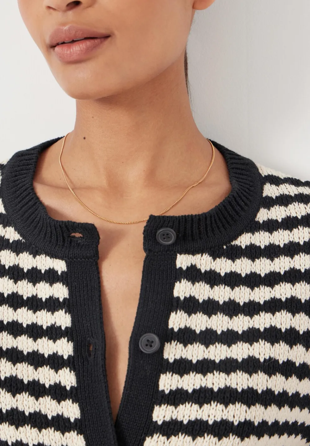 hush Jumpers & Cardigans|Mono Stitch Short Sleeve Cotton Cardigan Off White/Black