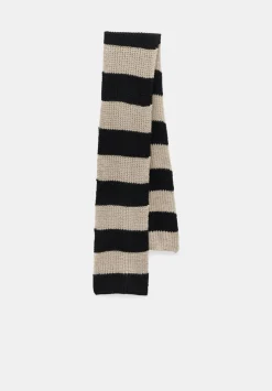 hush Scarves|Morgan Knitted Stripe Scarf Black/Soft Camel