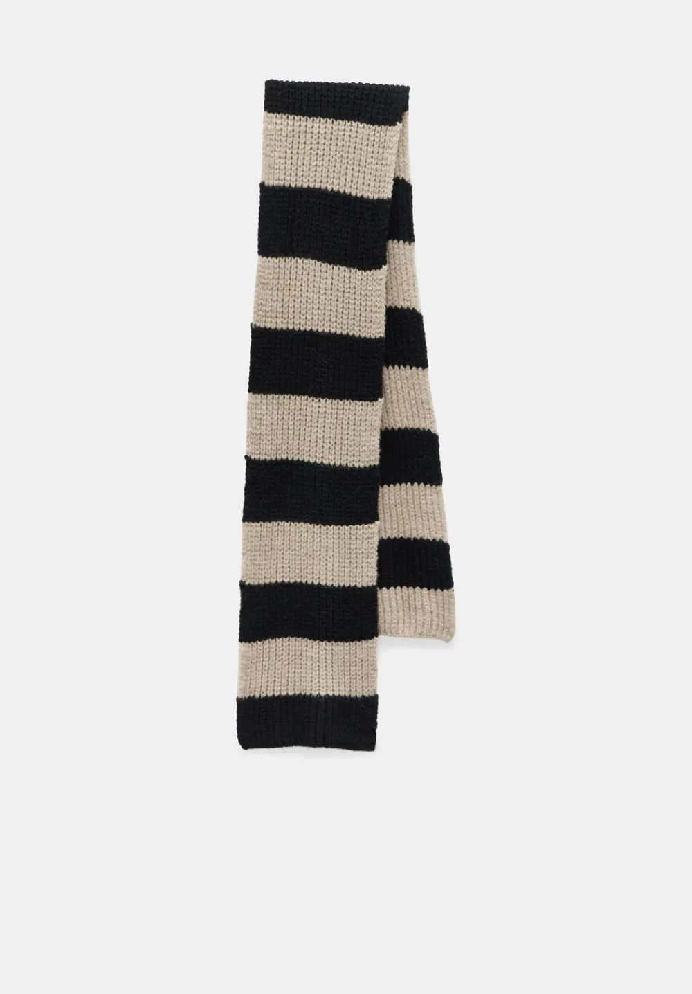 hush Scarves|Morgan Knitted Stripe Scarf Black/Soft Camel