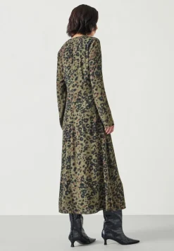 hush Dresses|Myrah Midi Dress Khaki Animal