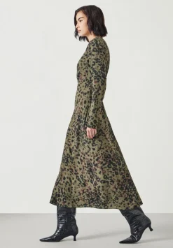 hush Dresses|Myrah Midi Dress Khaki Animal
