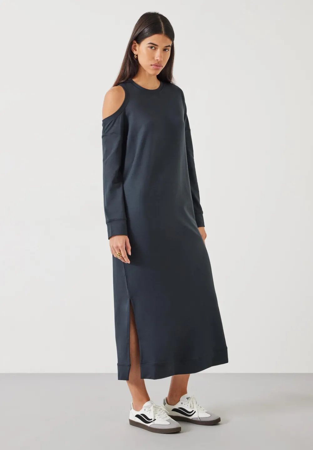 hush Dresses|Neena Cut Out Midi Dress Anthracite