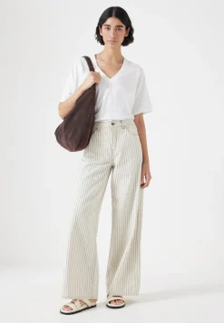 hush Jeans|Nessa Wide Leg Jeans Ecru Black Stripe