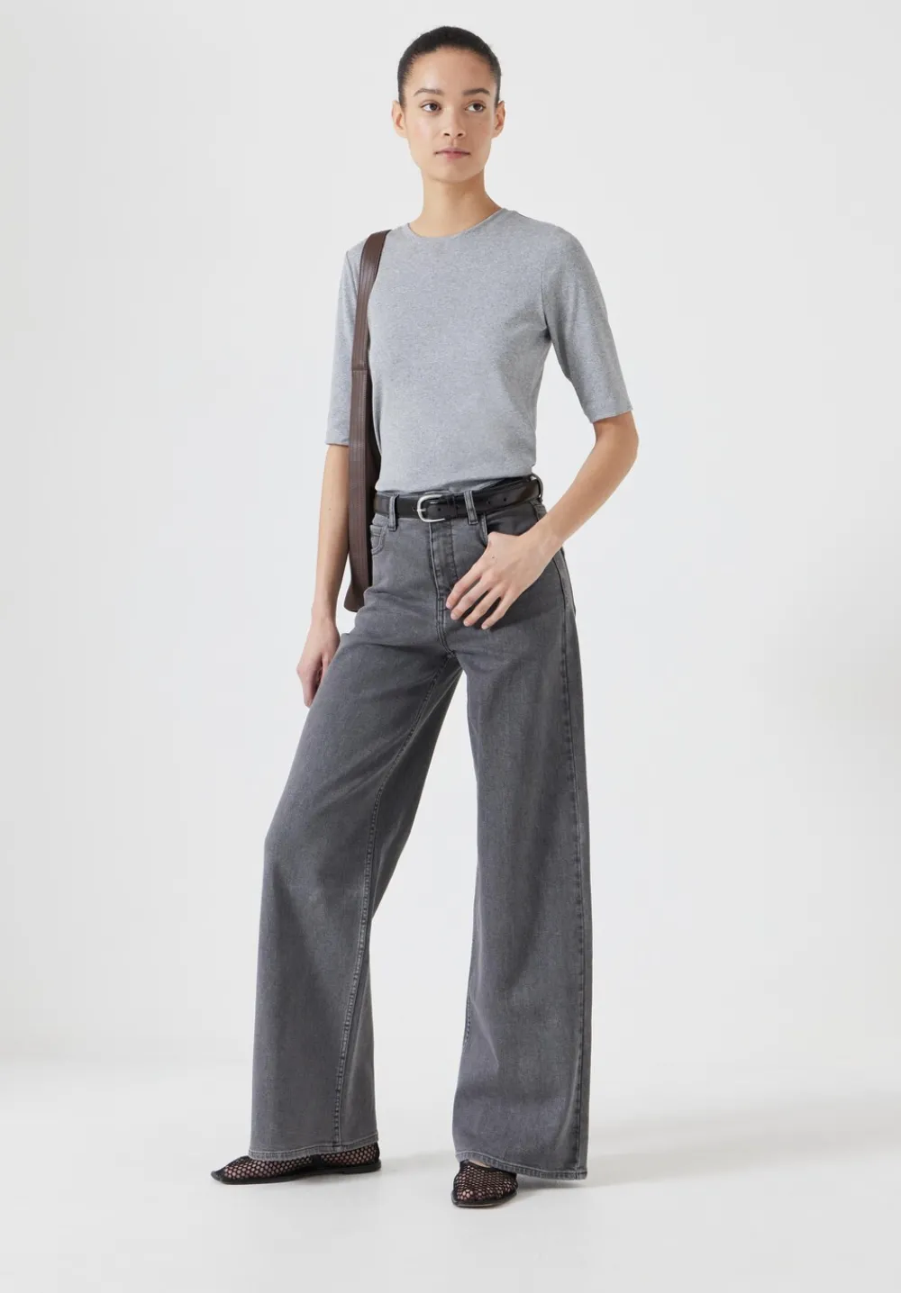 hush Jeans|Nessa Wide Leg Jeans washed grey denim