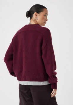hush Jumpers & Cardigans|Nina Merino Wool Jumper Burgundy Purple