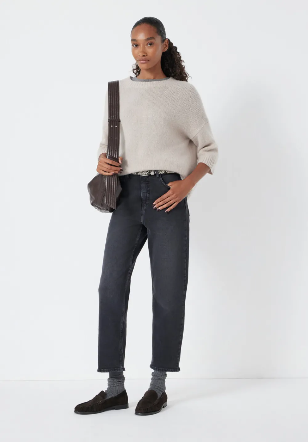 hush Jeans|Nina Straight Crop Jeans Washed Black