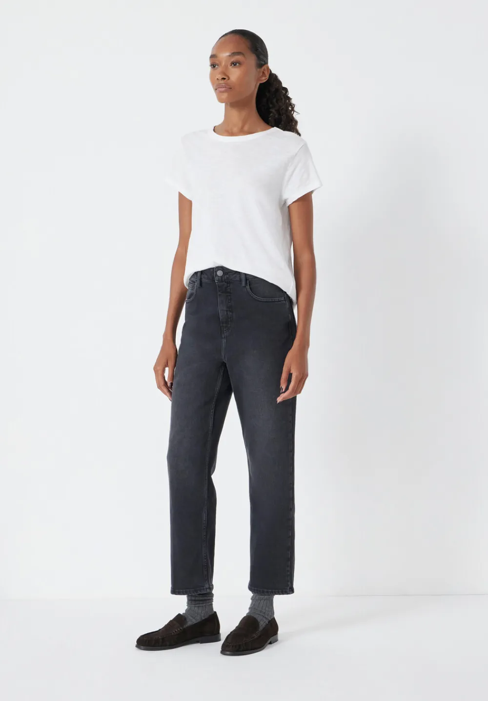 hush Jeans|Nina Straight Crop Jeans Washed Black