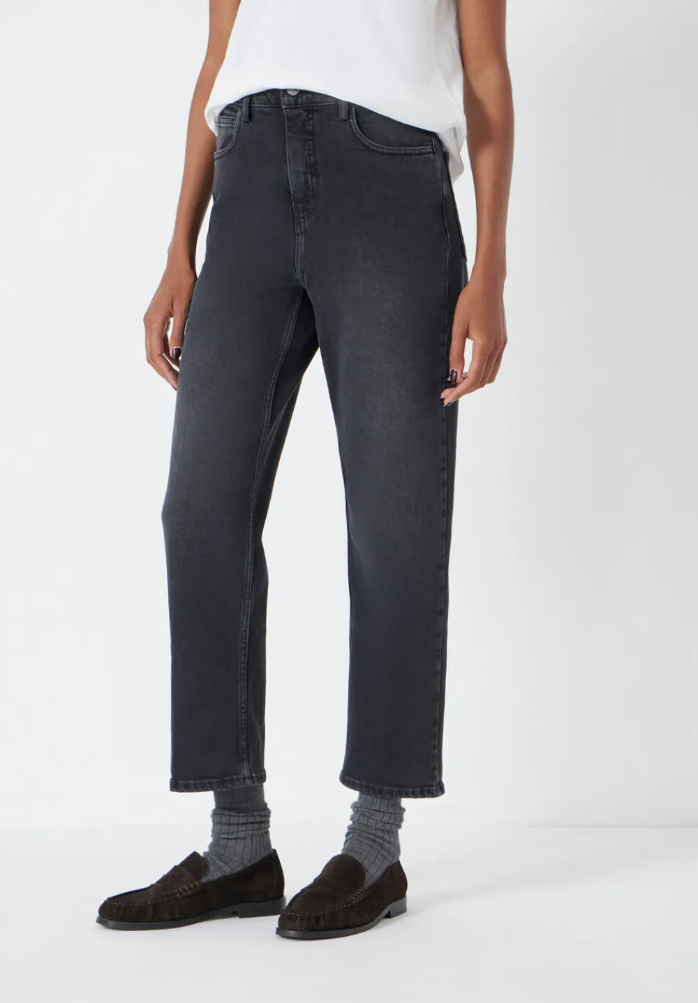 hush Jeans|Nina Straight Crop Jeans Washed Black