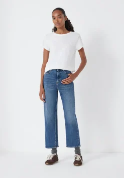 hush Jeans|Nina Straight Crop Jeans Mid Authentic Blue