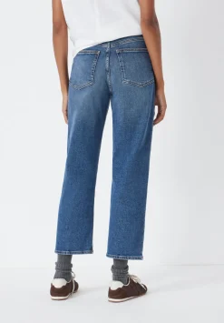 hush Jeans|Nina Straight Crop Jeans Mid Authentic Blue