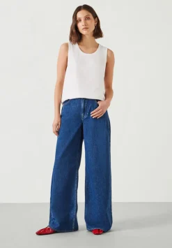 hush Jeans|Nova Pintuck Wide Leg Jeans Mid Authentic
