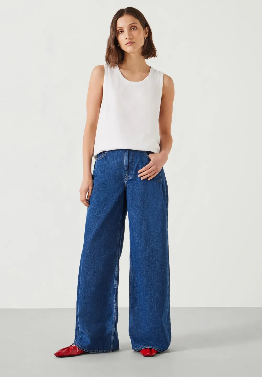 hush Jeans|Nova Pintuck Wide Leg Jeans Mid Authentic