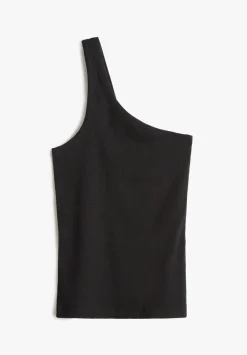 hush Tops & T-Shirts|Nula One Shoulder Vest Black