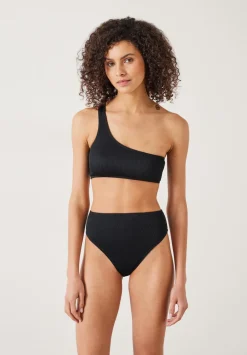 hush Swimwear & Beachwear|Olivia One Shoulder Rib Bikini Top Black