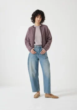 hush Jumpers & Cardigans|Opal Tonal Stripe Wool Blend Cardigan Pink/ Raisin Brown