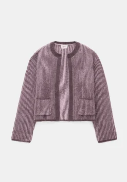 hush Jumpers & Cardigans|Opal Tonal Stripe Wool Blend Cardigan Pink/ Raisin Brown