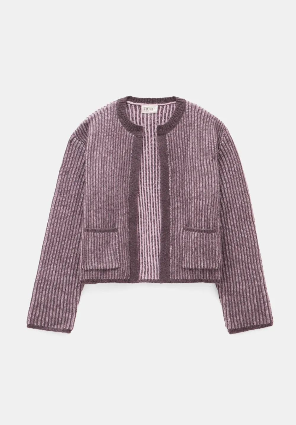 hush Jumpers & Cardigans|Opal Tonal Stripe Wool Blend Cardigan Pink/ Raisin Brown