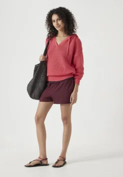 hush Sweatshirts & Hoodies|Jumpers & Cardigans|Open Stitch Cotton V Neck Hoodie Coral Pink