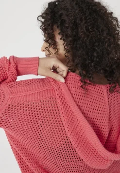 hush Sweatshirts & Hoodies|Jumpers & Cardigans|Open Stitch Cotton V Neck Hoodie Coral Pink
