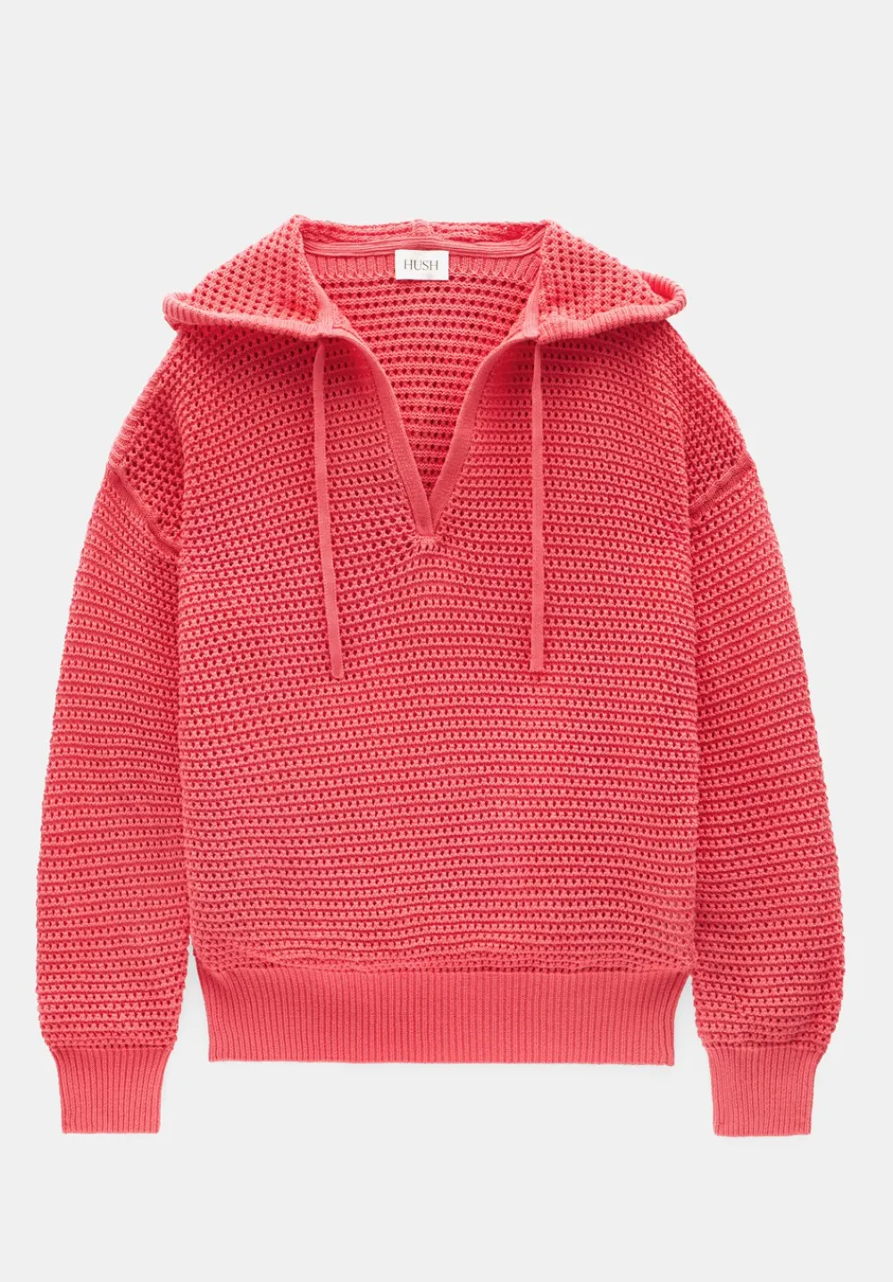hush Sweatshirts & Hoodies|Jumpers & Cardigans|Open Stitch Cotton V Neck Hoodie Coral Pink