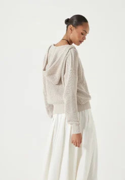 hush Jumpers & Cardigans|Sweatshirts & Hoodies|Open Stitch Cotton V Neck Hoodie Stone White