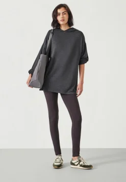 hush Sweatshirts & Hoodies|Orla Lightweight Oversized Longline Hoodie Charcoal Marl Grey