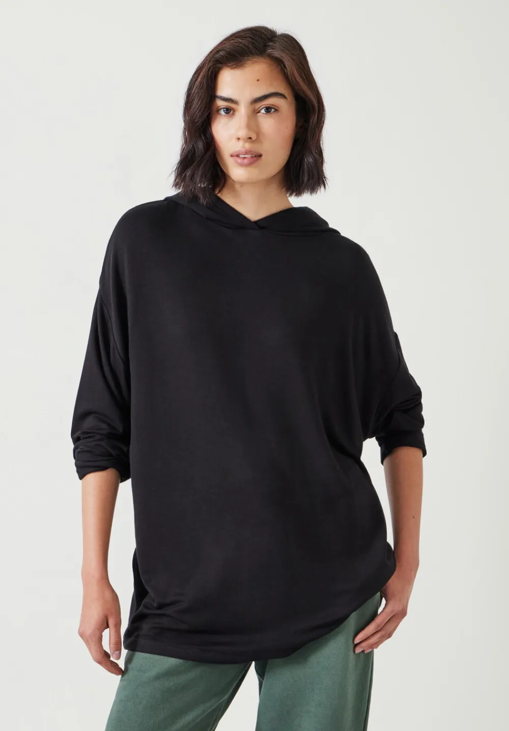 hush Sweatshirts & Hoodies|Orla Lightweight Oversized Longline Hoodie Black