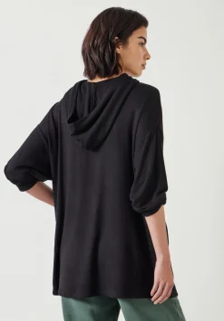 hush Sweatshirts & Hoodies|Orla Lightweight Oversized Longline Hoodie Black