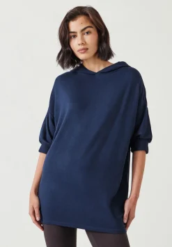 hush Sweatshirts & Hoodies|Orla Lightweight Oversized Longline Hoodie Midnight Navy
