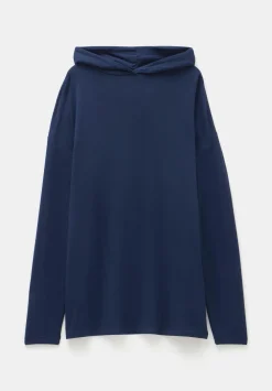 hush Sweatshirts & Hoodies|Orla Lightweight Oversized Longline Hoodie Midnight Navy