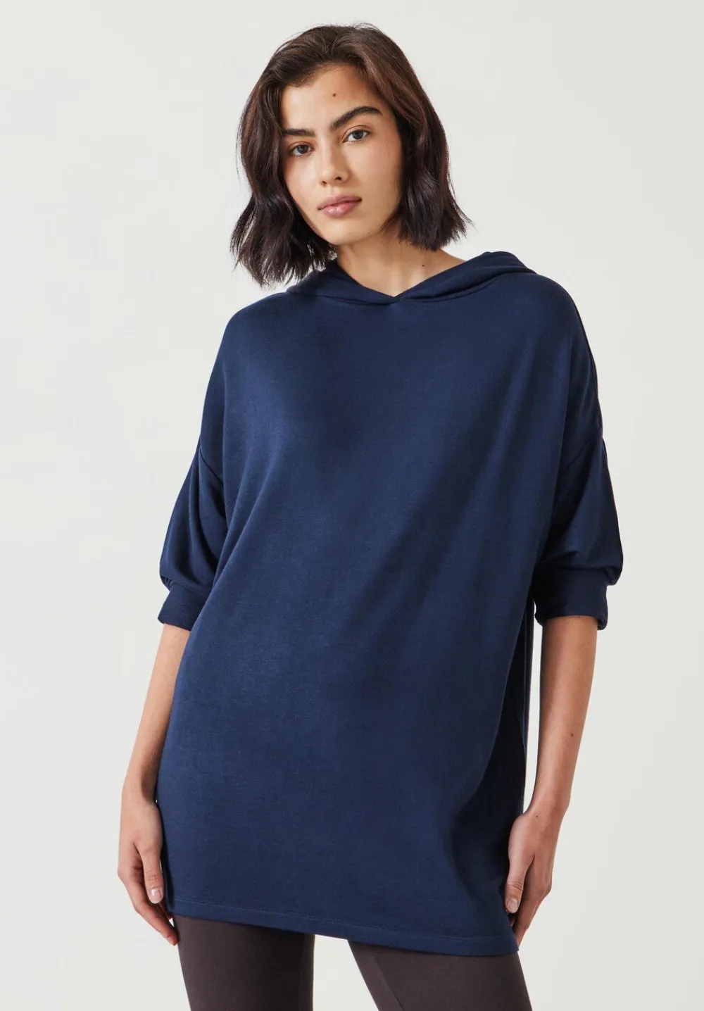 hush Sweatshirts & Hoodies|Orla Lightweight Oversized Longline Hoodie Midnight Navy