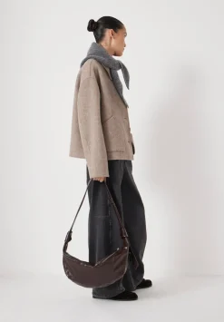 hush Bags|Oversized Leather Crescent Bag Chocolate brown