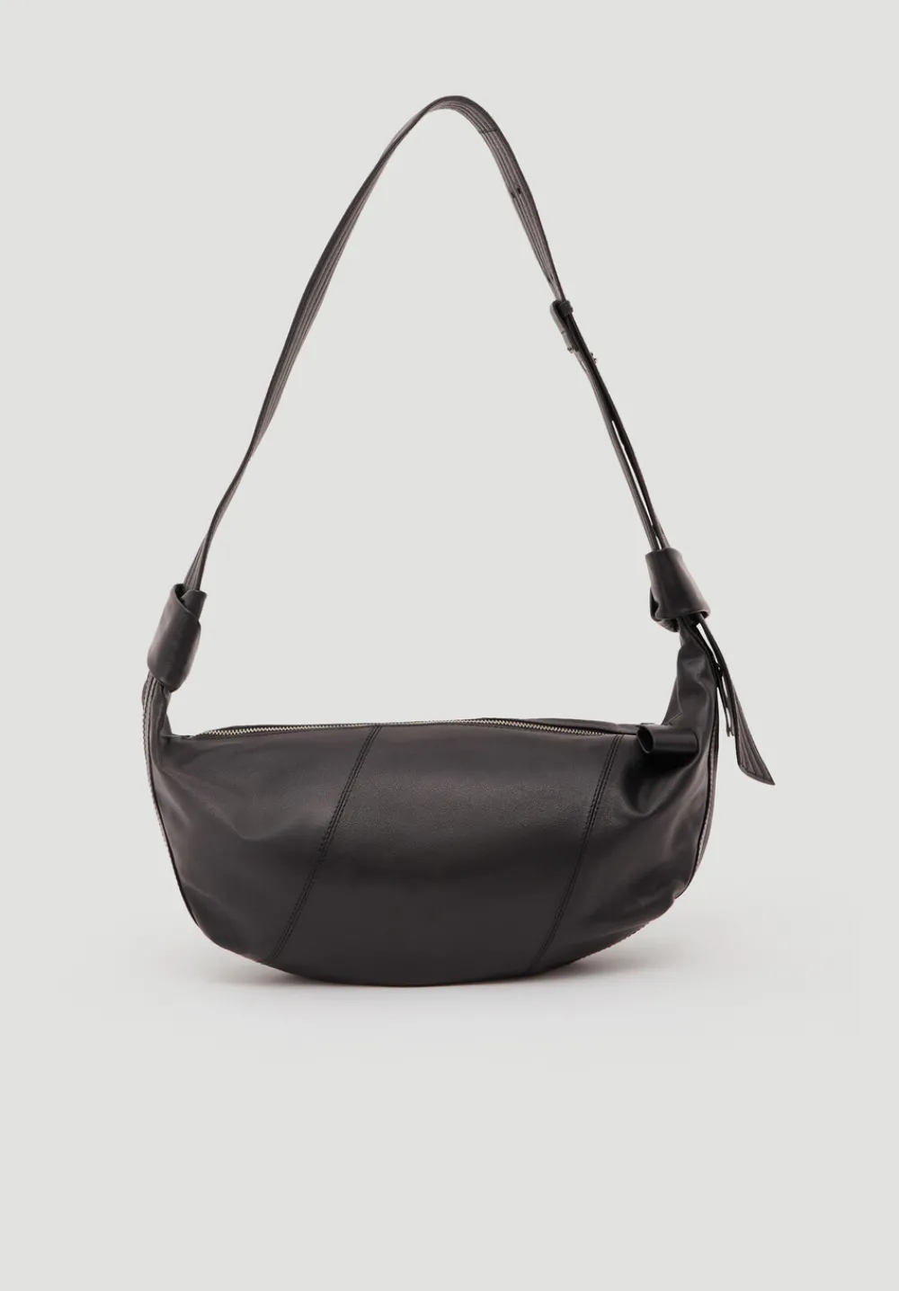 hush Bags|Oversized Leather Crescent Bag Black
