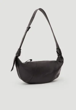 hush Bags|Oversized Leather Crescent Bag Black