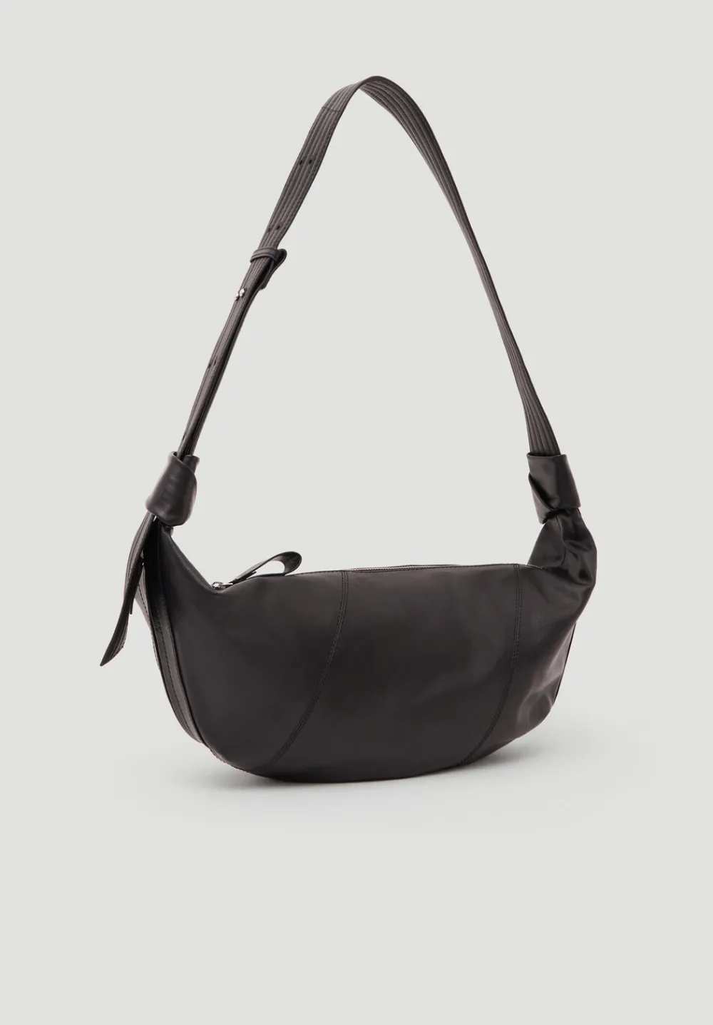 hush Bags|Oversized Leather Crescent Bag Black