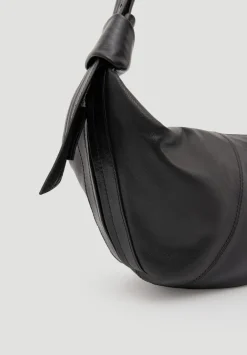 hush Bags|Oversized Leather Crescent Bag Black