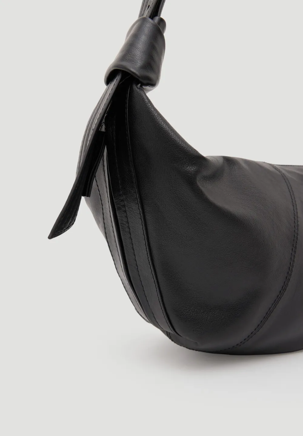 hush Bags|Oversized Leather Crescent Bag Black