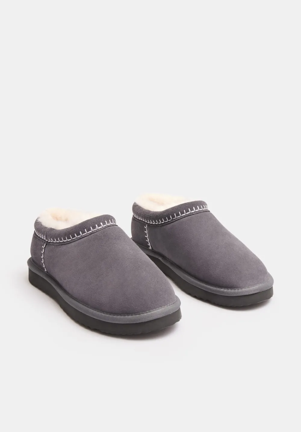 hush Slippers|Flats|Padded Collar Sheepskin Snug Slippers Grey
